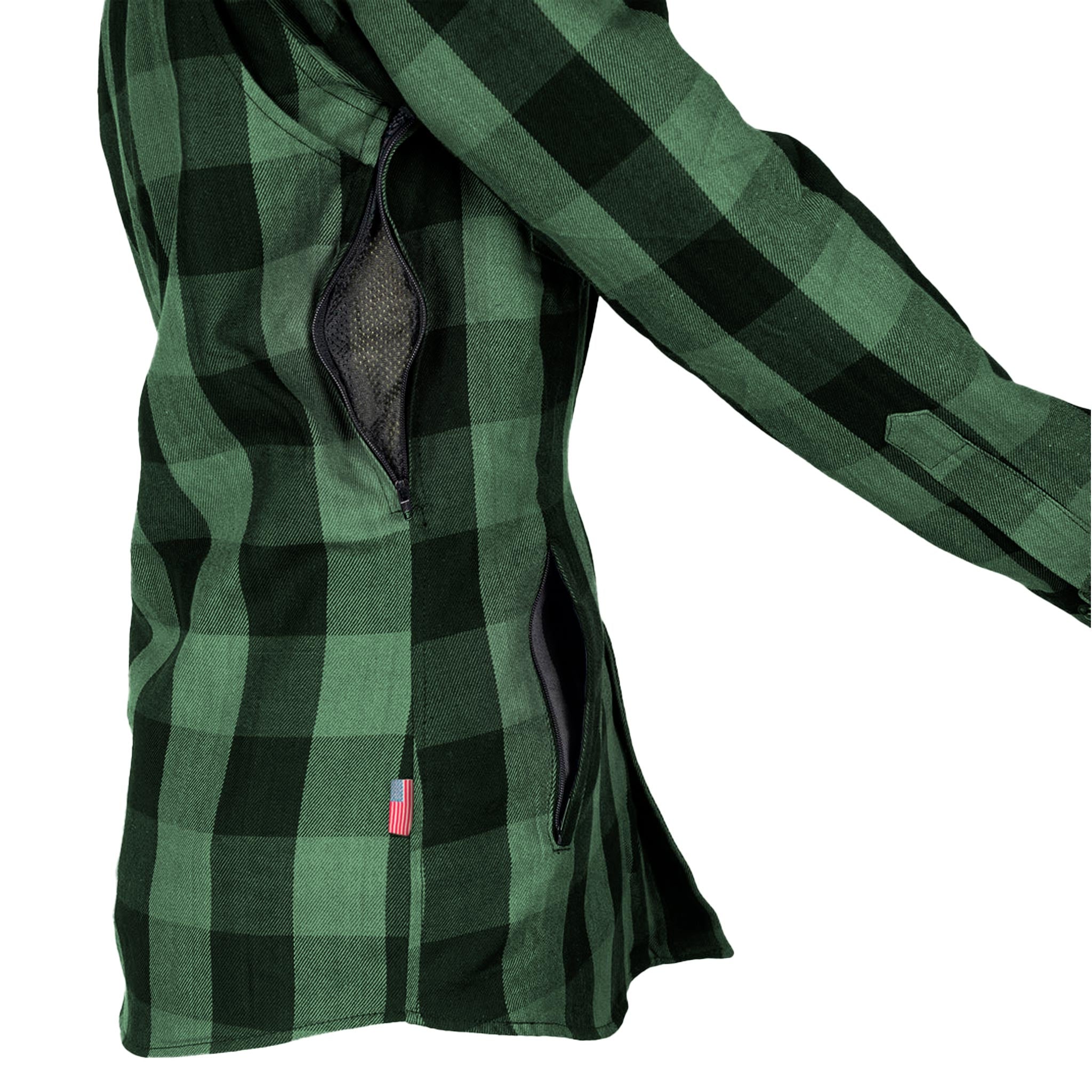 Protective Flannel Shirt for Women - Green Checkered