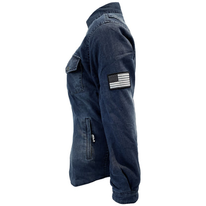 SALE Protective Jeans Jacket for Women - Faded Blue with Pads