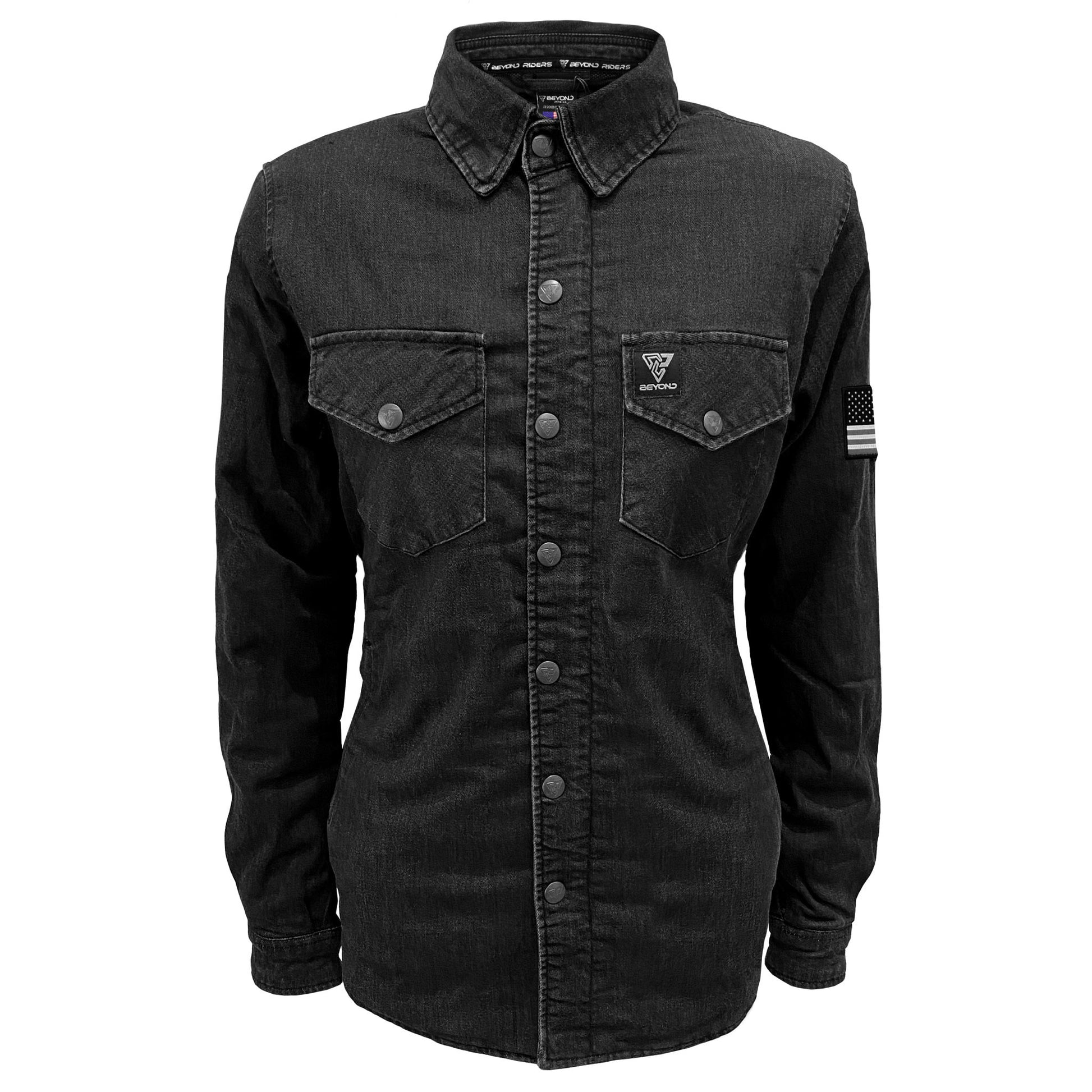 black-solid-jeans-shirt-for-women-front