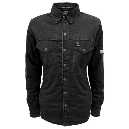 black-solid-jeans-shirt-for-women-front