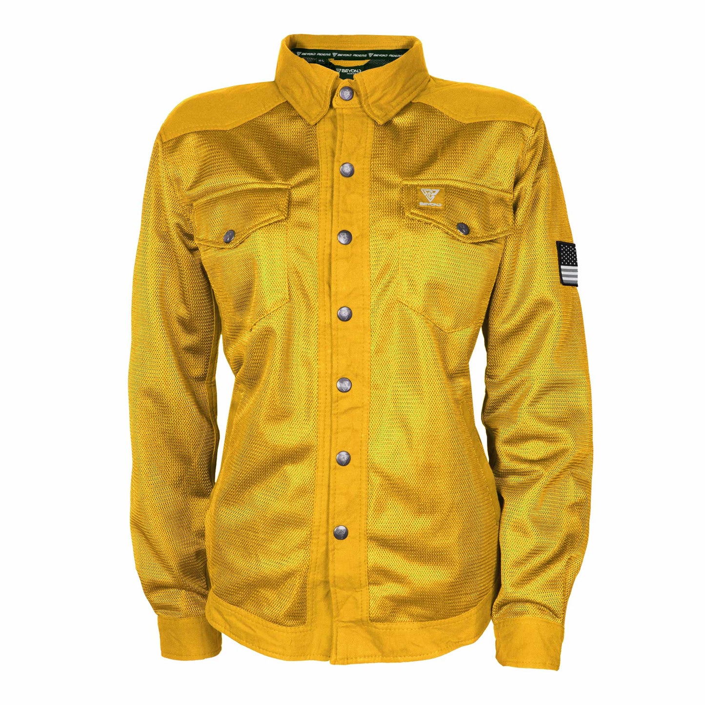 Protective Summer Mesh Shirt for Women - Yellow Solid with Pads