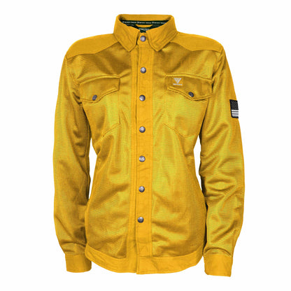 Protective Summer Mesh Shirt for Women - Yellow Solid with Pads