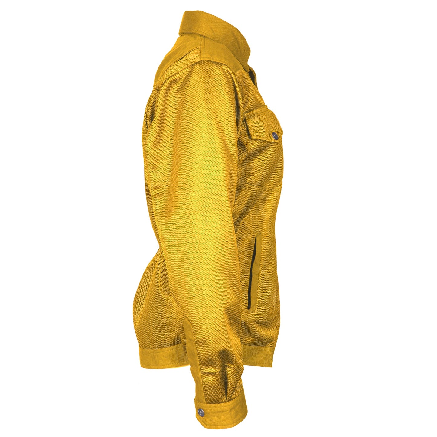 Protective Summer Mesh Shirt for Women - Yellow Solid with Pads