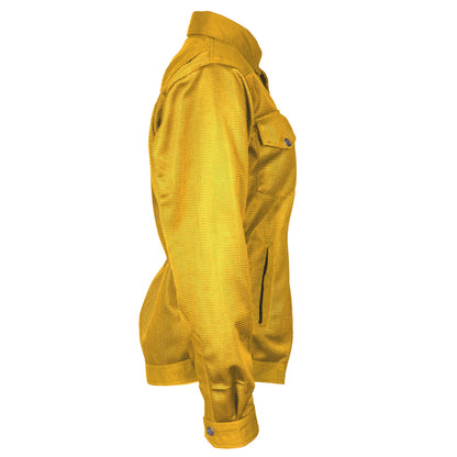 Protective Summer Mesh Shirt for Women - Yellow Solid with Pads