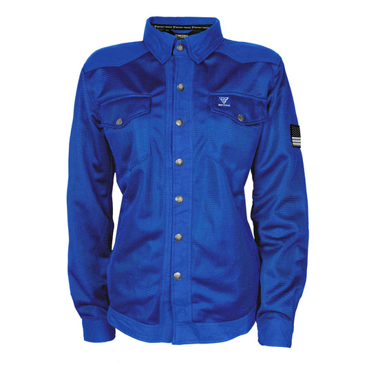 Protective Summer Mesh Shirt for Women - Blue Solid with Pads