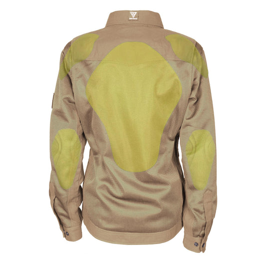 Protective Summer Mesh Shirt for Women - Camel Solid with Pads