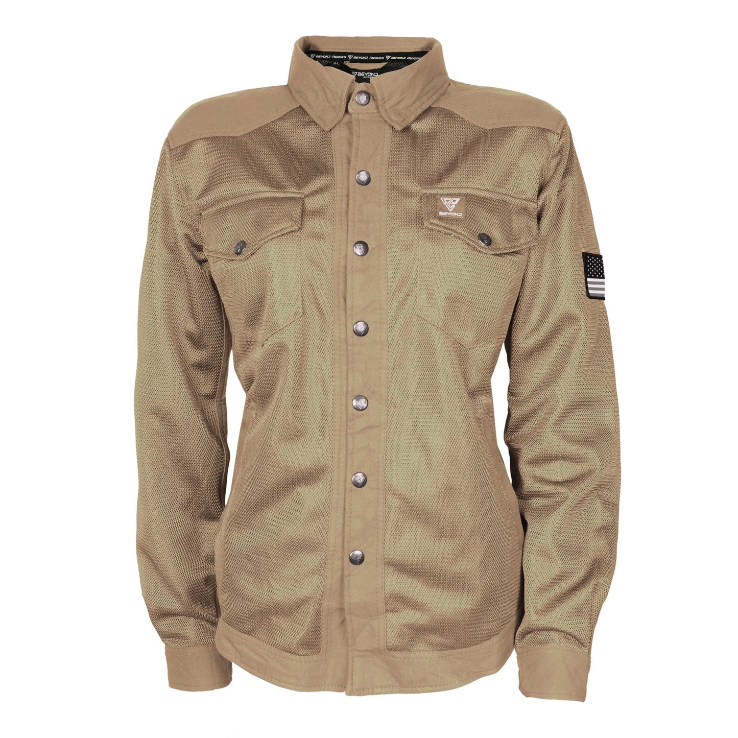 SALE Protective Summer Mesh Shirt for Women - Camel Solid with Pads