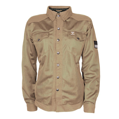 SALE Protective Summer Mesh Shirt for Women - Camel Solid with Pads