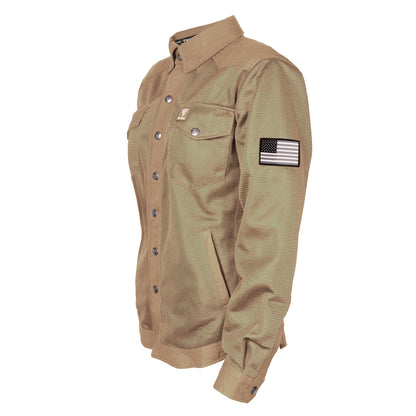 SALE Protective Summer Mesh Shirt for Women - Camel Solid with Pads