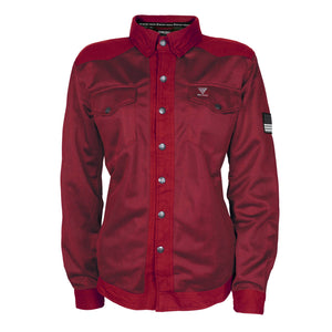Red-Maroon-Solid-Women's-Mesh-Shirt-Front