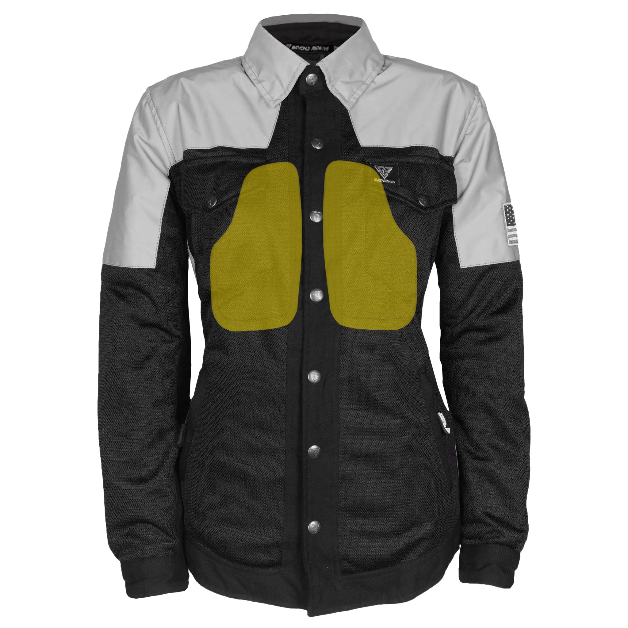 SALE Summer Mesh Reflective Shirt "Alloy Eclipse" for Women - Black and Silver with Pads