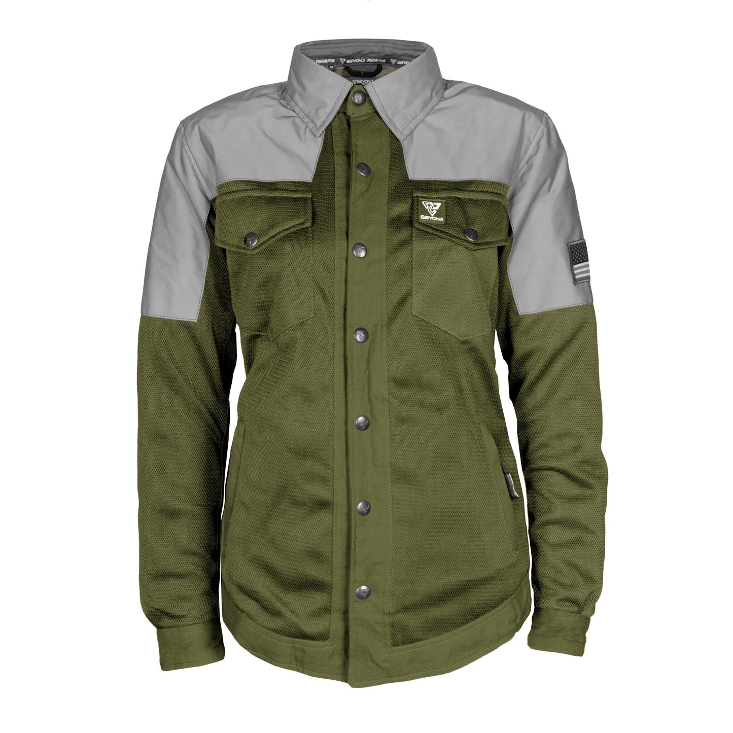 Summer Mesh Reflective Shirt Army Green Eclipse for Women - with Pads