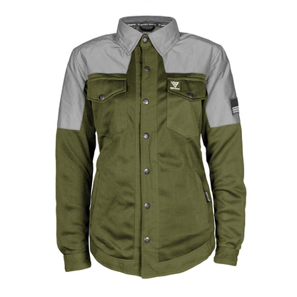 Summer Mesh Reflective Shirt Army Green Eclipse for Women - with Pads