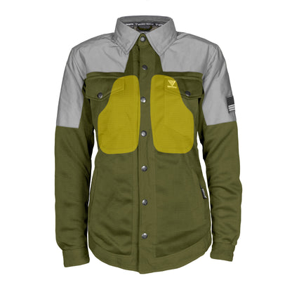 Summer Mesh Reflective Shirt Army Green Eclipse for Women - with Pads