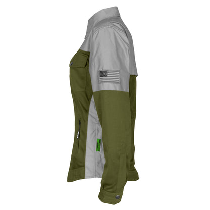 Summer Mesh Reflective Shirt Army Green Eclipse for Women - with Pads