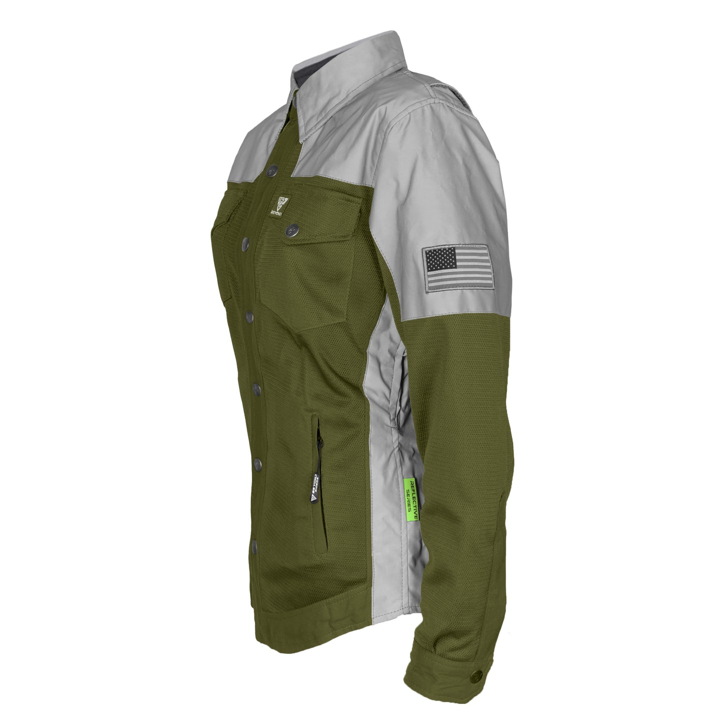 Summer Mesh Reflective Shirt Army Green Eclipse for Women - with Pads