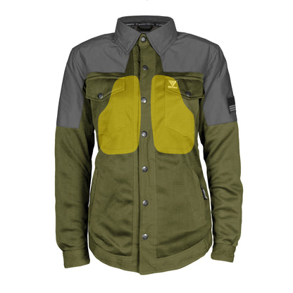 Summer Mesh Reflective Shirt Army Green Nebula for Women - with Pads