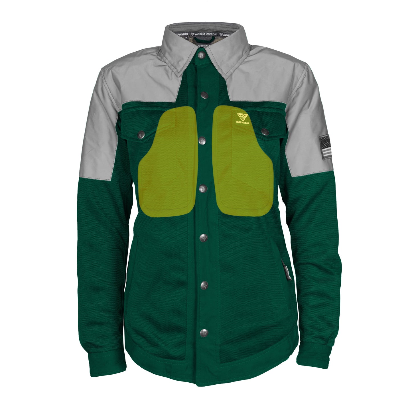 Summer Mesh Reflective Shirt Dark Green Eclipse for Women - with Pads