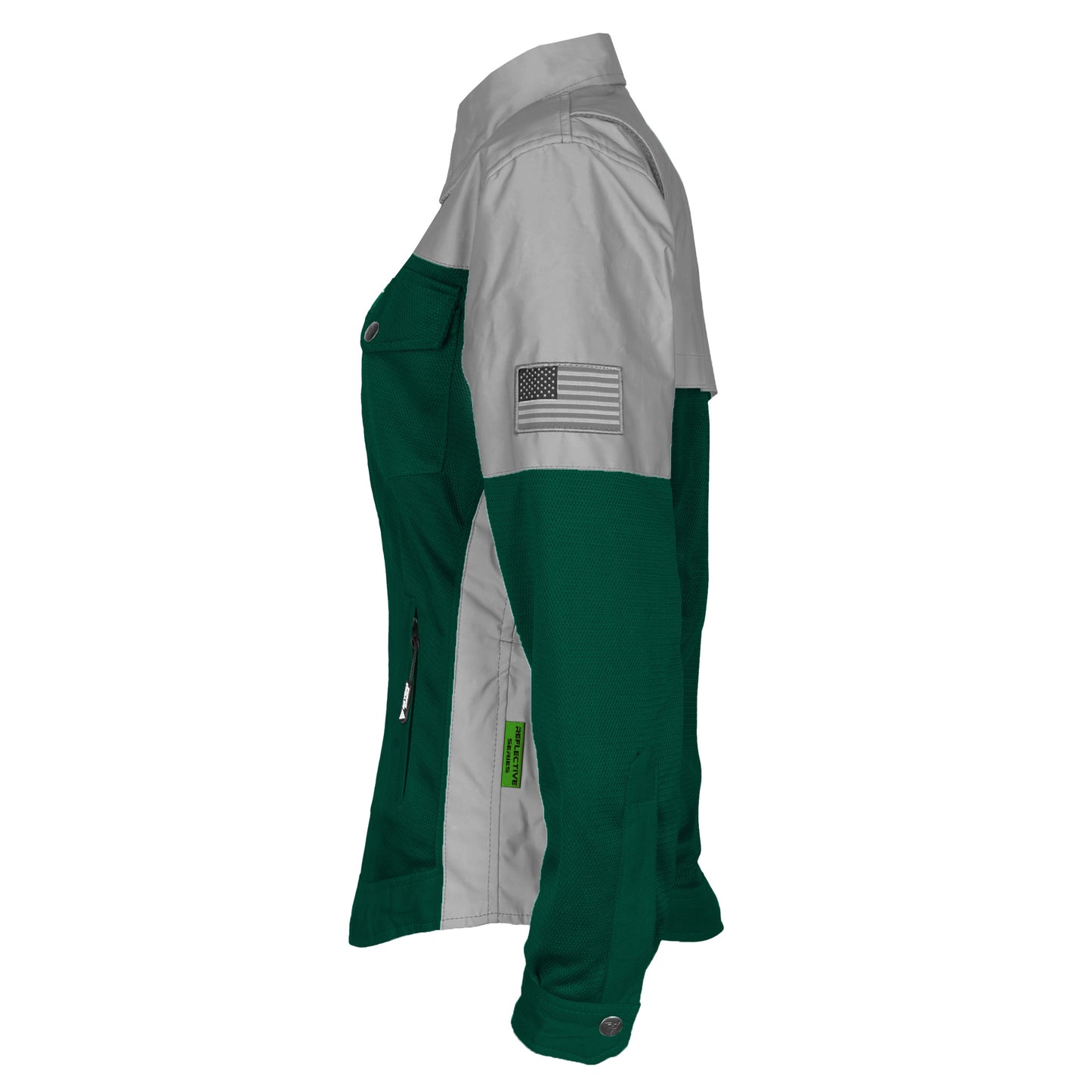 Summer Mesh Reflective Shirt Dark Green Eclipse for Women - with Pads