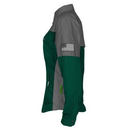 Summer Mesh Reflective Shirt Dark Green Nebula for Women - with Pads