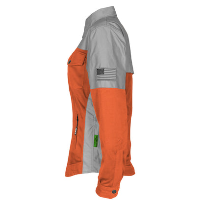 Summer Mesh Reflective Shirt Orange Eclipse for Women - with Pads