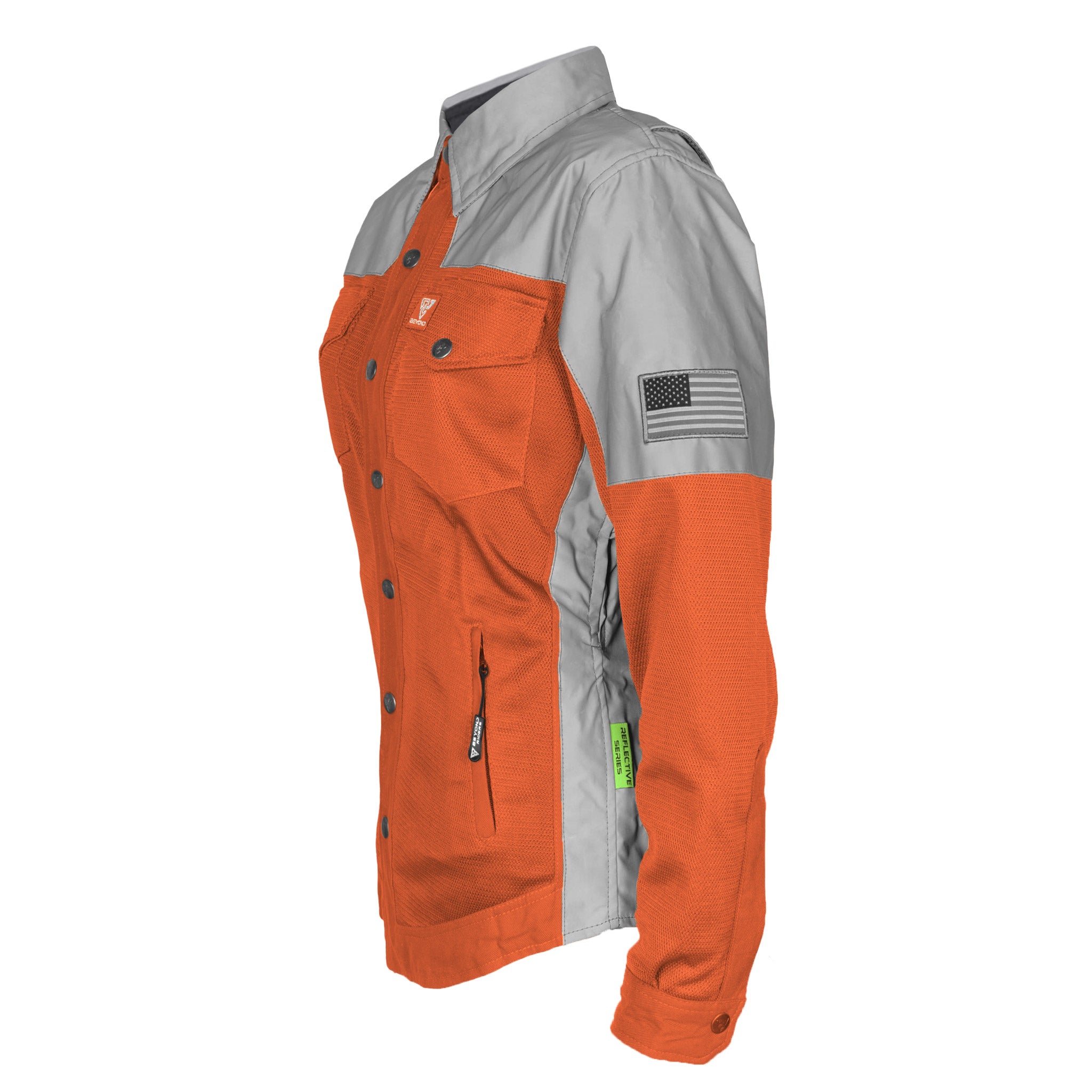 Summer Mesh Reflective Shirt Orange Eclipse for Women - with Pads