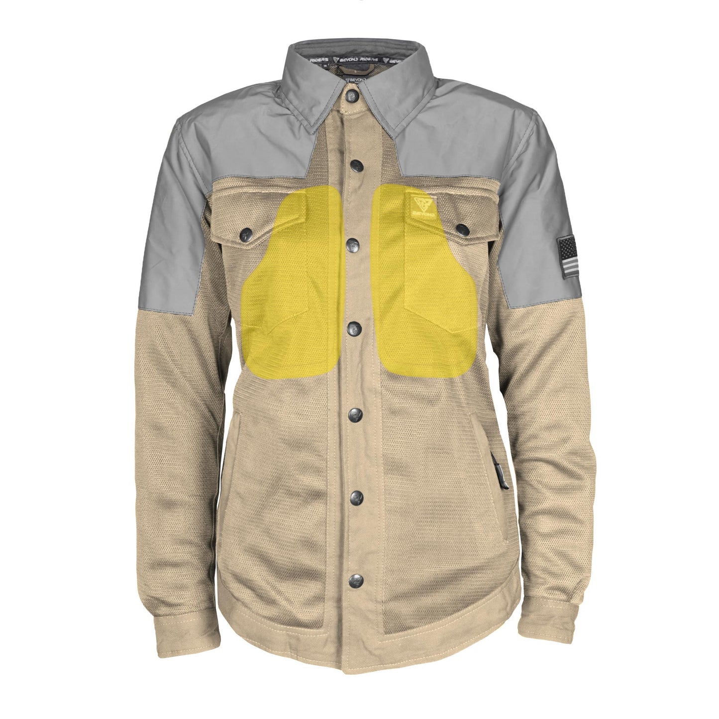 Summer Mesh Reflective Shirt Khaki Eclipse for Women - with Pads