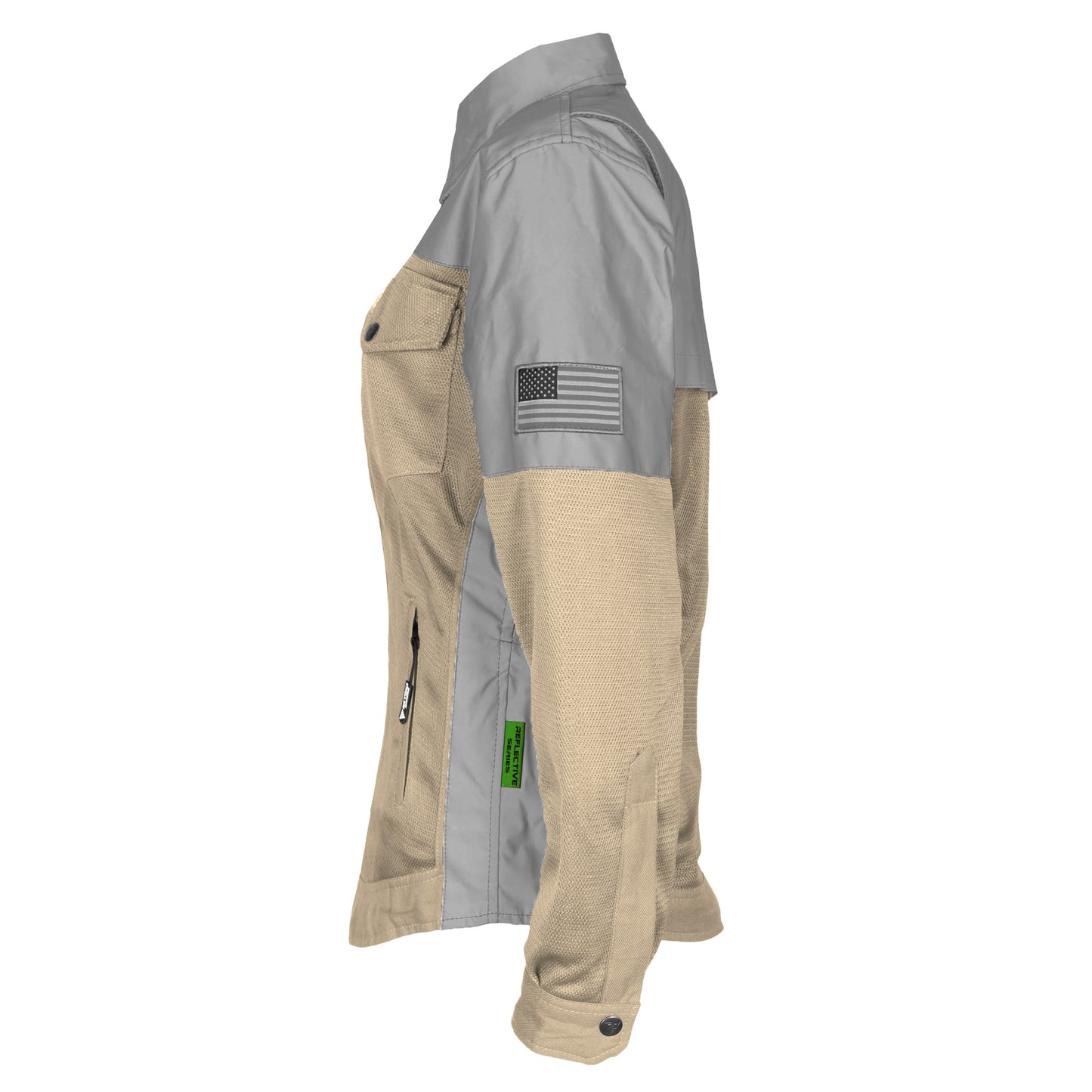 Summer Mesh Reflective Shirt Khaki Eclipse for Women - with Pads