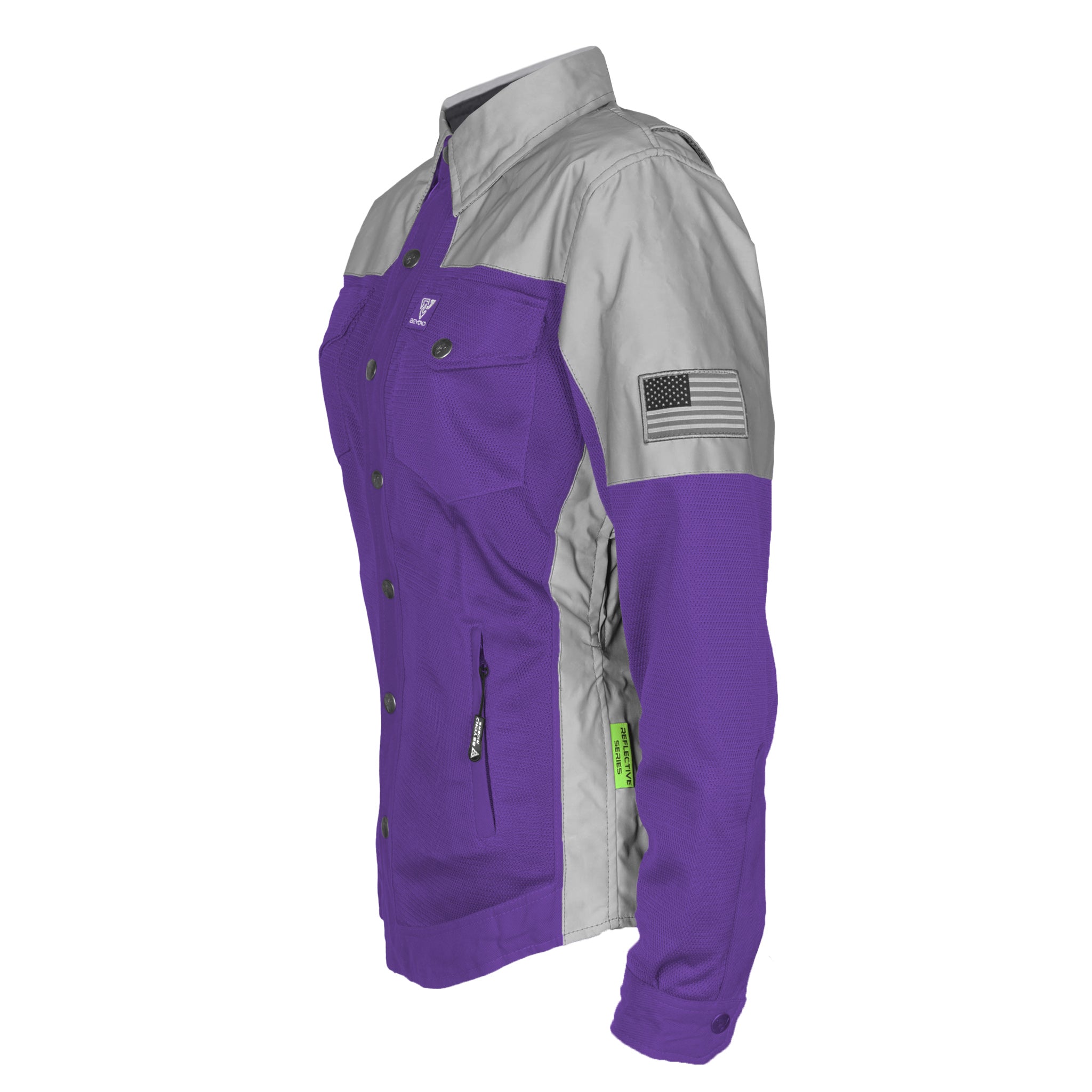 Summer Mesh Reflective Shirt Purple Eclipse for Women - with Pads