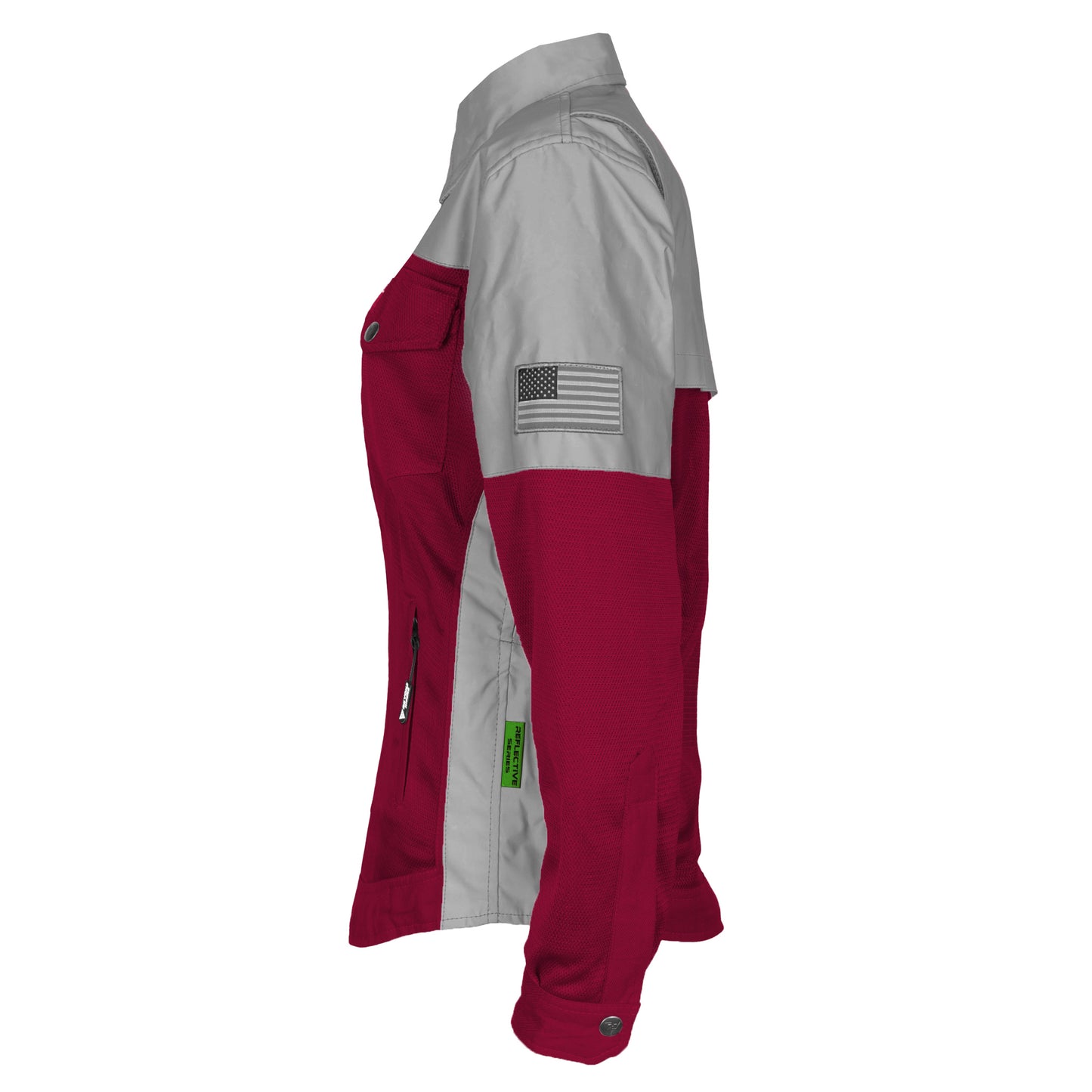 Summer Mesh Reflective Shirt Red Maroon Eclipse for Women - with Pads