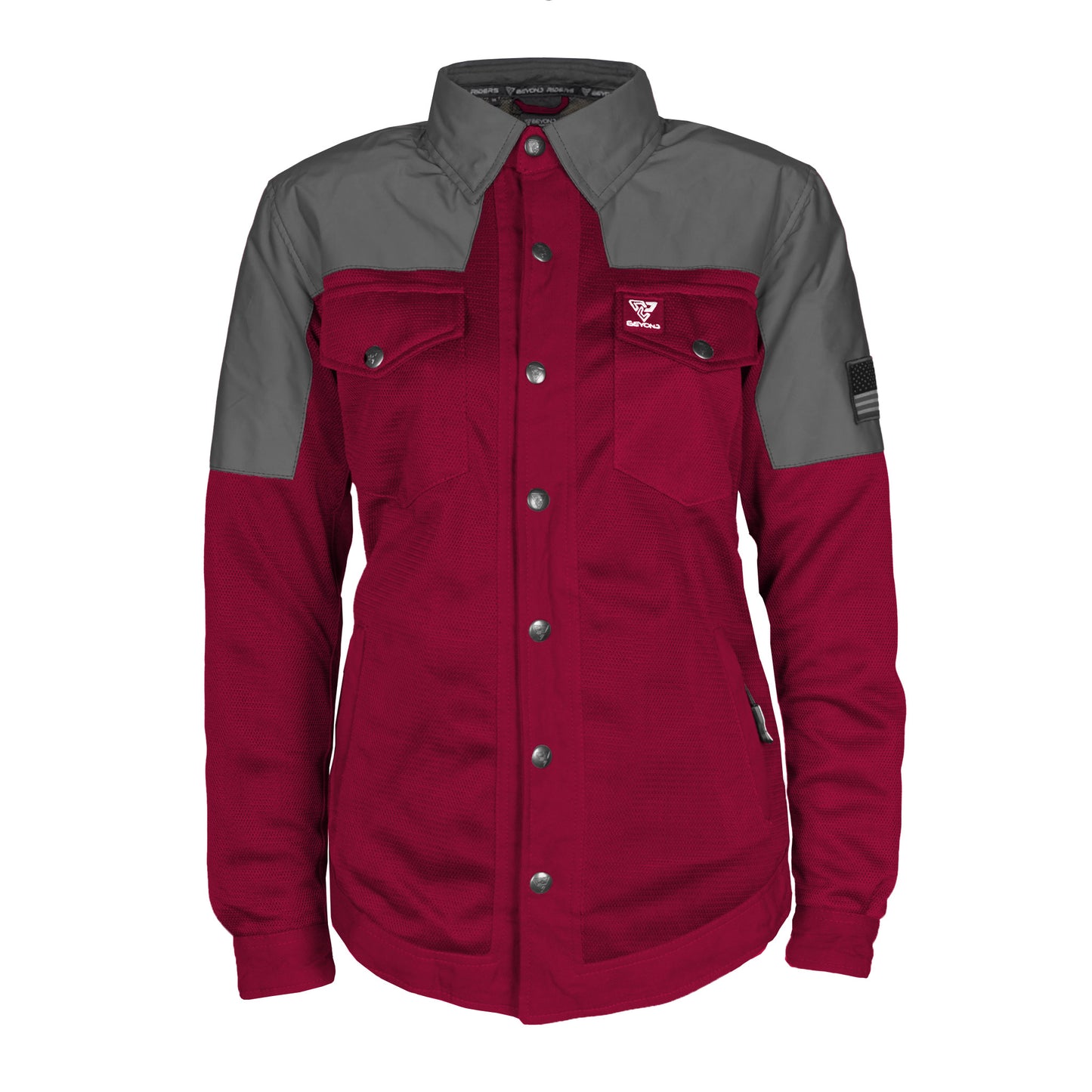 Summer Mesh Reflective Shirt Red Maroon Nebula for Women - with Pads