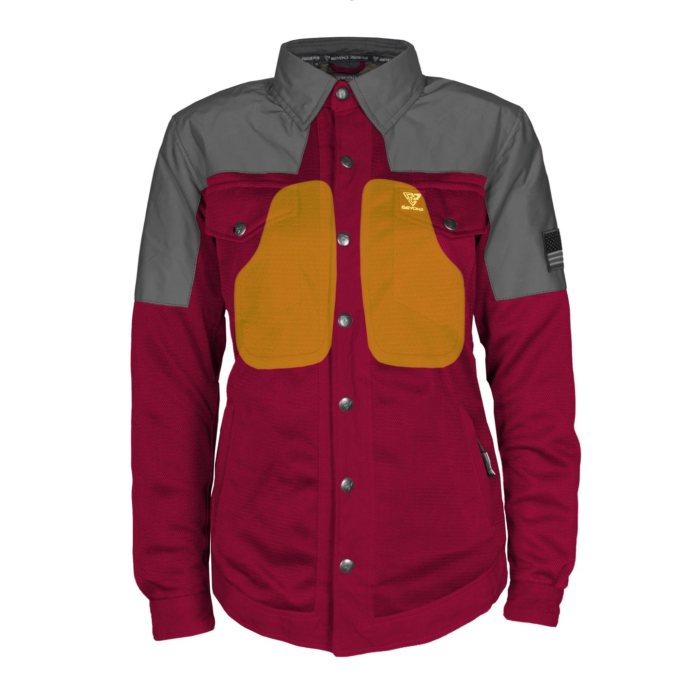 Summer Mesh Reflective Shirt Red Maroon Nebula for Women - with Pads