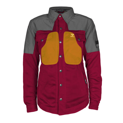 Summer Mesh Reflective Shirt Red Maroon Nebula for Women - with Pads