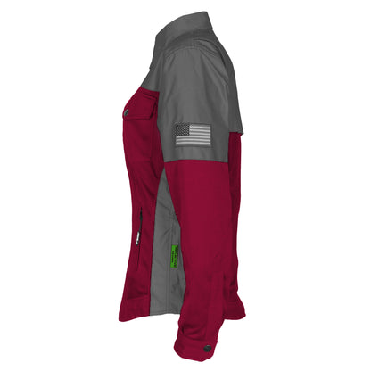 Summer Mesh Reflective Shirt Red Maroon Nebula for Women - with Pads