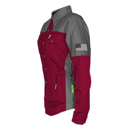 Summer Mesh Reflective Shirt Red Maroon Nebula for Women - with Pads
