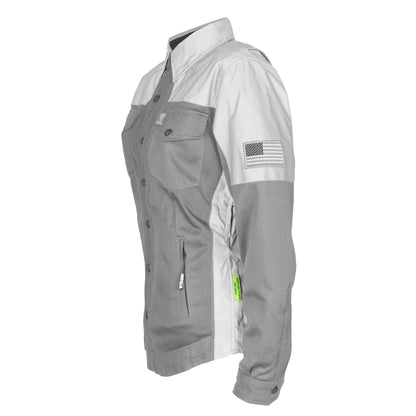 Summer Mesh Reflective Shirt "Twilight Titanium" for Women - Gray and Silver with Pads