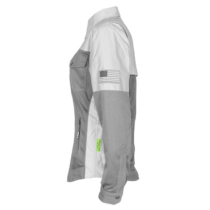 Summer Mesh Reflective Shirt "Twilight Titanium" for Women - Gray and Silver with Pads