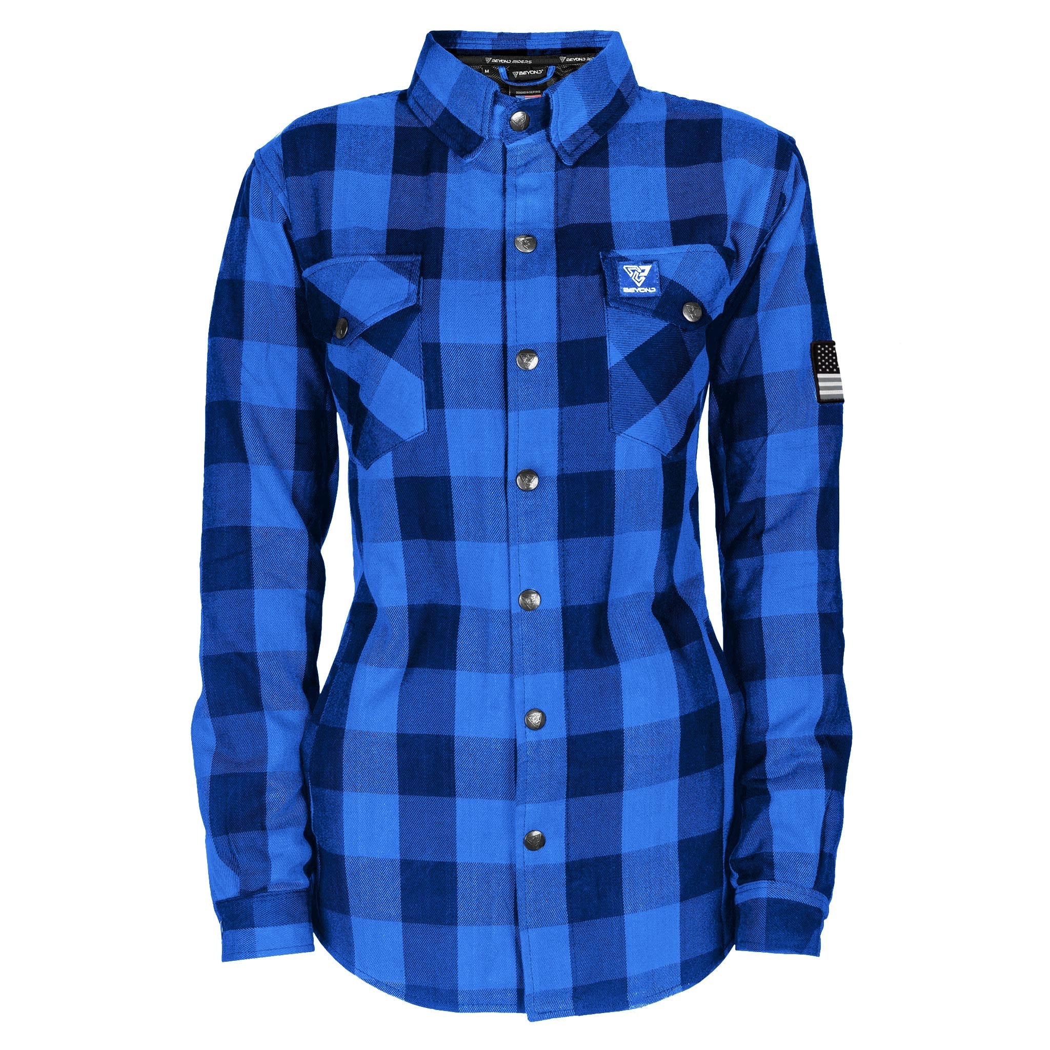 SALE Protective Flannel Shirt for Women - Blue Checkered with Pads