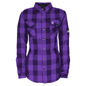 Flannel-Shirt-Purple-Checkered-For-Women-Front