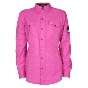 Protective Flannel Shirt for Women - Pink Solid with Pads