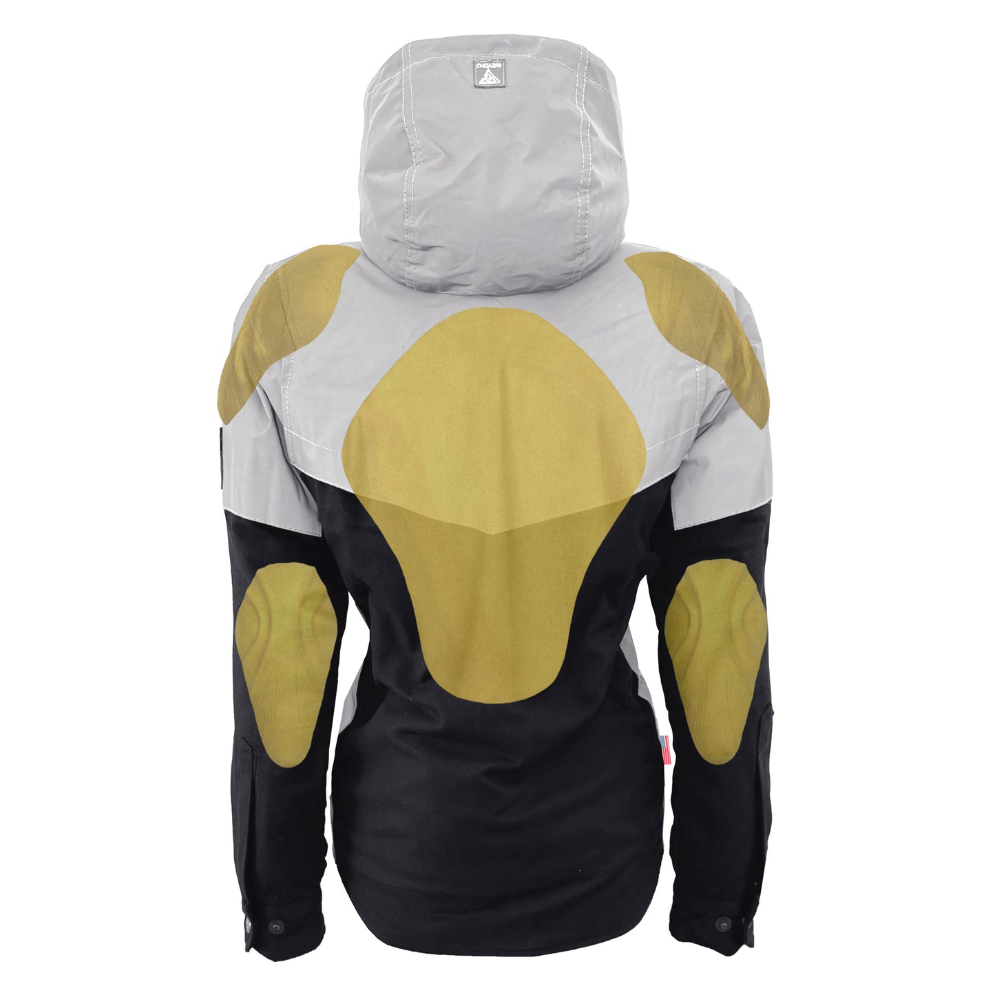 Protective Reflective Flannel Hoodie "Alloy Eclipse" For Women - Black and Silver with Pads