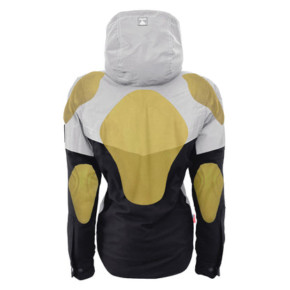 Protective Reflective Flannel Hoodie "Alloy Eclipse" For Women - Black and Silver with Pads