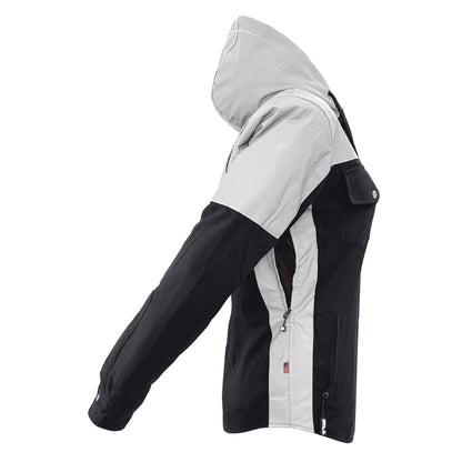 Protective Reflective Flannel Hoodie "Alloy Eclipse" For Women - Black and Silver with Pads