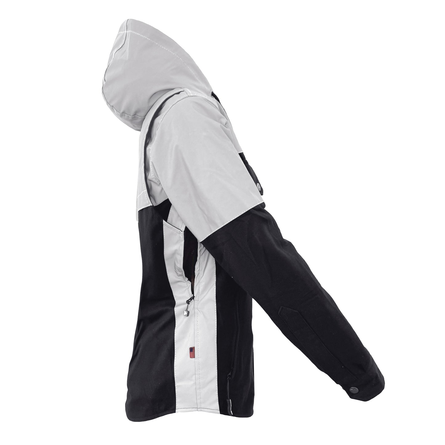 Protective Reflective Flannel Hoodie "Alloy Eclipse" For Women - Black and Silver with Pads