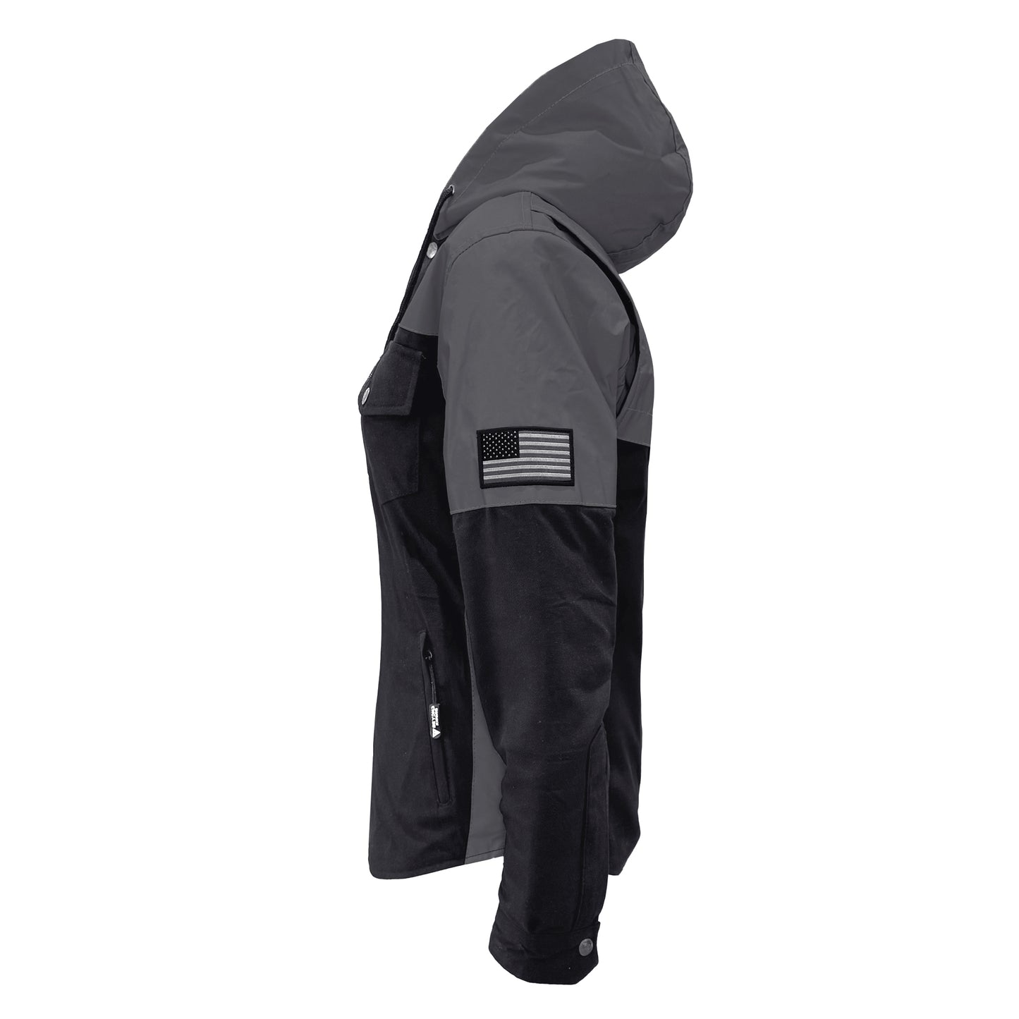 Protective Reflective Flannel Hoodie "Nightfall Nebula" For Women - Black with Pads