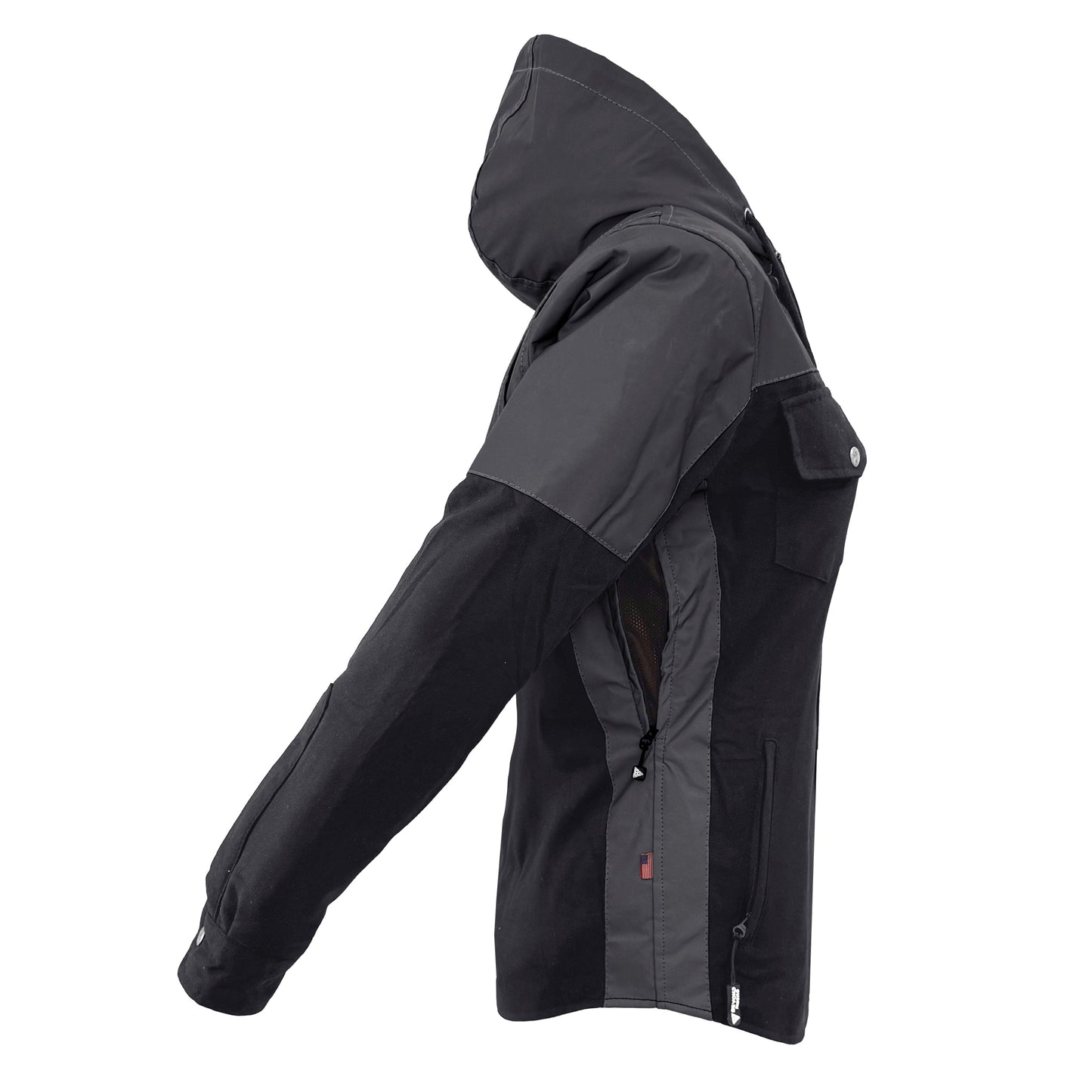 Protective Reflective Flannel Hoodie "Nightfall Nebula" For Women - Black with Pads