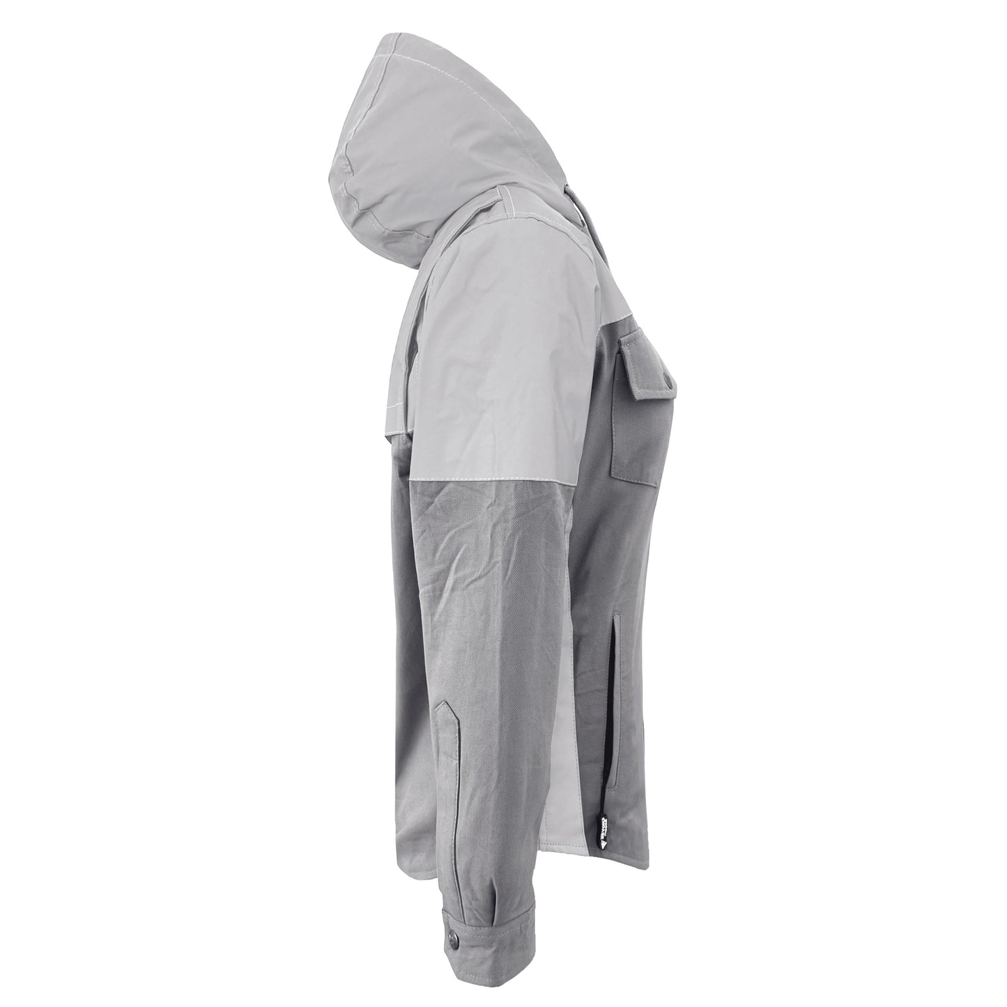 Protective Reflective Flannel Hoodie "Twilight Titanium" For Women - Grey and Silver with Pads