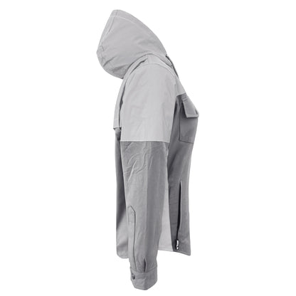 Protective Reflective Flannel Hoodie "Twilight Titanium" For Women - Grey and Silver with Pads