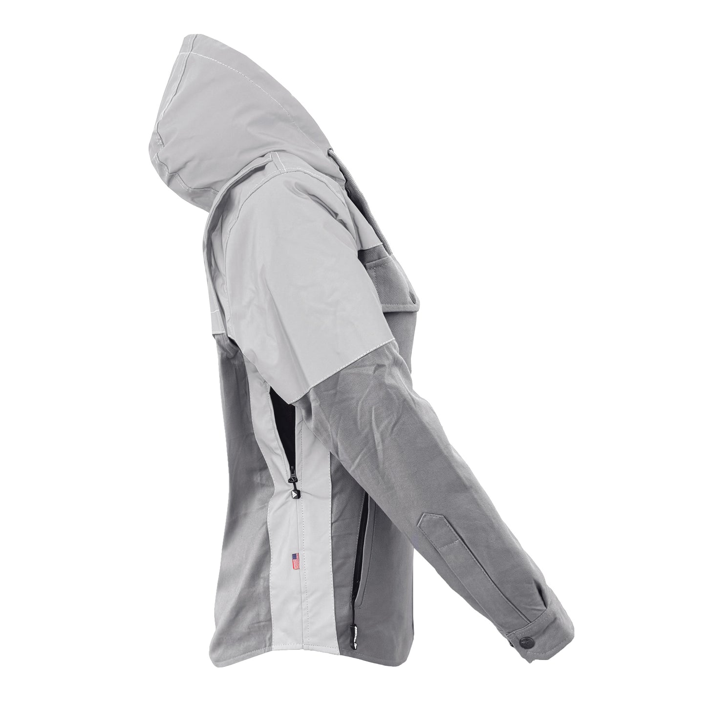 Protective Reflective Flannel Hoodie "Twilight Titanium" For Women - Grey and Silver with Pads