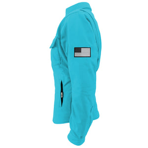 Protective SoftShell Winter Jacket for Women – Arctic Blue Matte with Pads